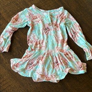 Floral Long Sleeve Twirl Bodysuit Dress